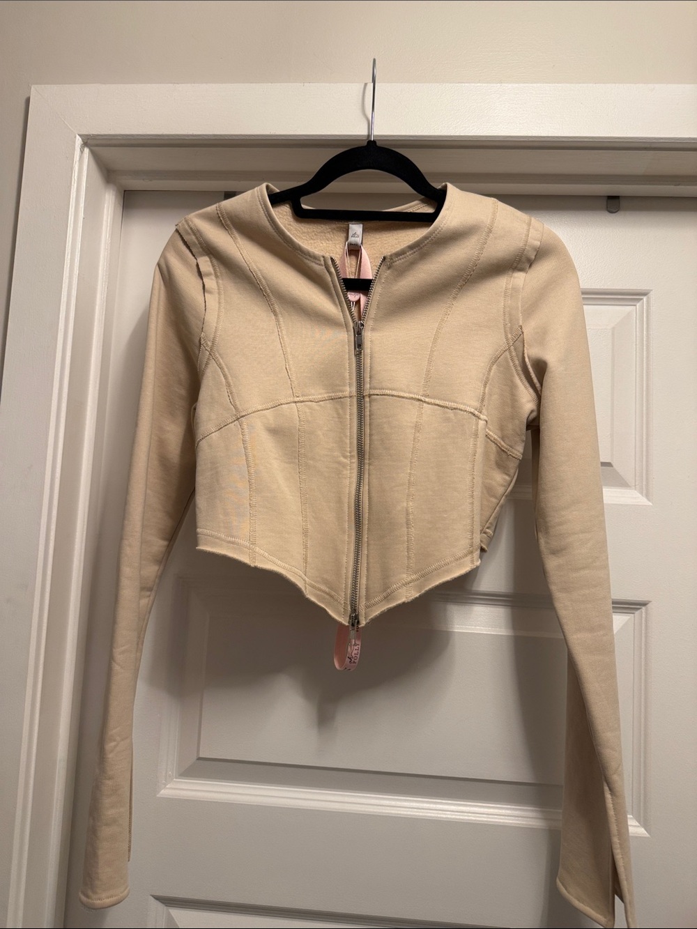 Oh Polly Beige Zip-Front Women's Jacket
